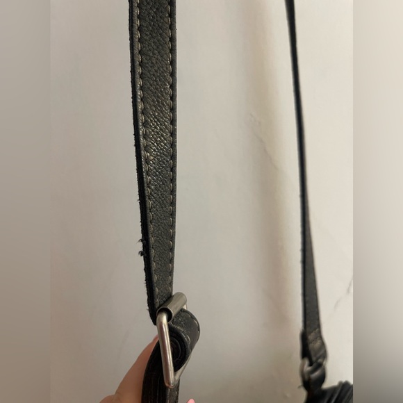 FOSSIL Early Vintage Small Black Leather Shoulder Crossbody Organizer Bag - Picture 5 of 11